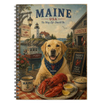 Labrador Retriever in Maine Vintage Travel Art