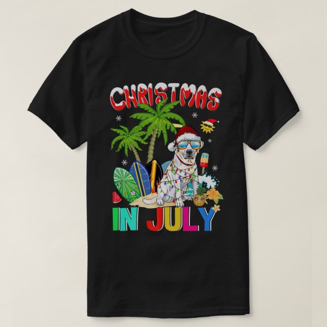 Labrador Retriever in Santa Hat Sunglasses Christm T-Shirt (Design Front)