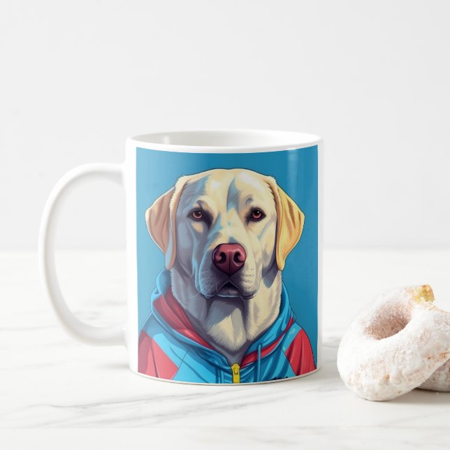 Labrador retriever in track suit coffee mug (With Donut)
