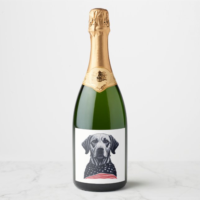 labrador retriever Independence Day Sparkling Wine Label (Front)