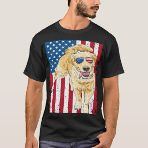 Labrador Retriever Lab Dad Mom American Flag Yello T-Shirt