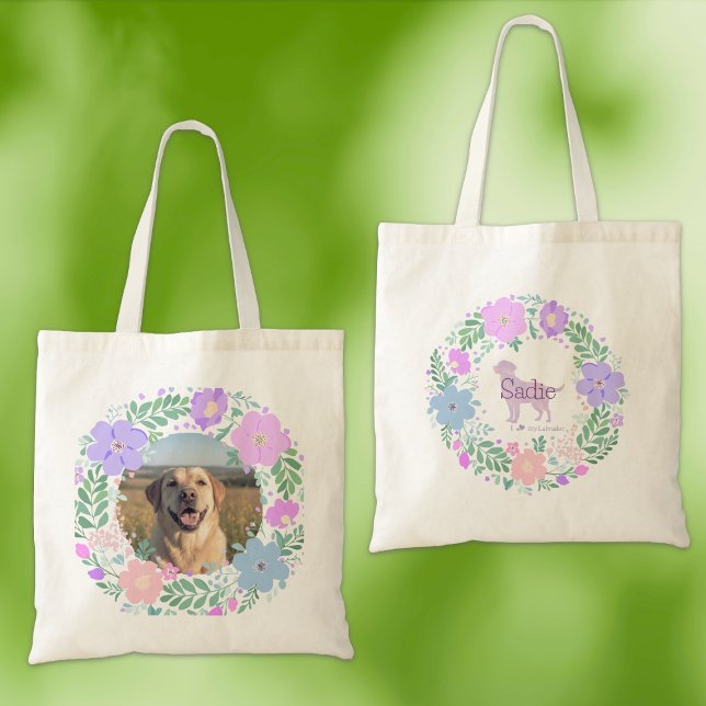 Labrador Retriever Lavender Flower Wreath - Custom Tote Bag (Creator Uploaded)