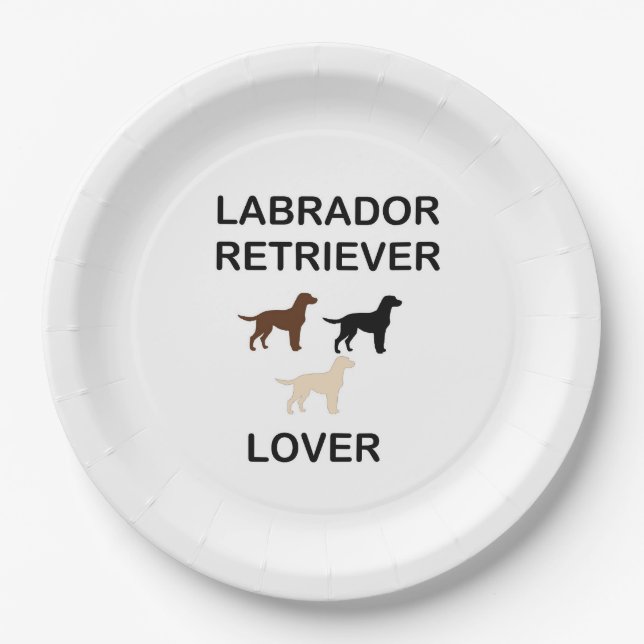 labrador retriever lover all colours silhouettes paper plate (Front)