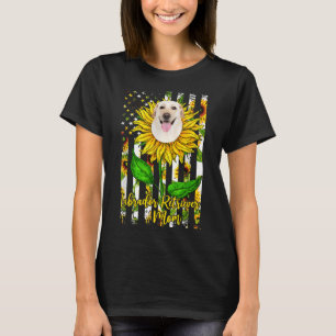 Labrador Retriever Mom Sunflower American Flag Dog T-Shirt