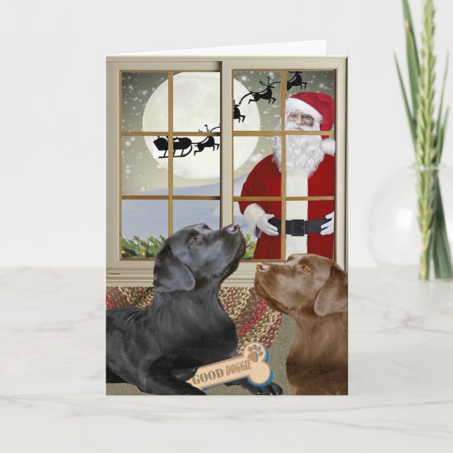 Labrador Retriever Naughty Or Nice Christmas Cards (Front)