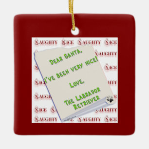 Labrador Retriever Naughty or Nice Keychain Ceramic Ornament