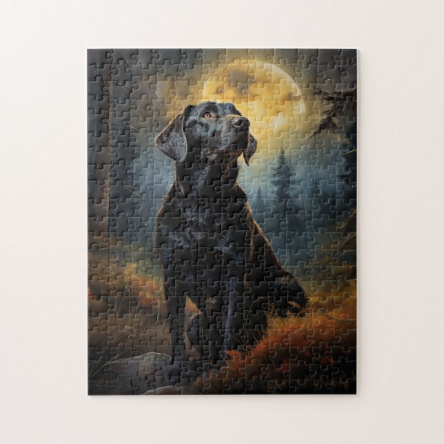 Labrador retriever on a moonlit night  jigsaw puzzle (Vertical)