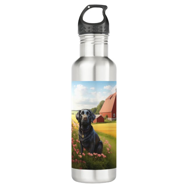 Labrador Retriever on Farm 710 Ml Water Bottle (Front)