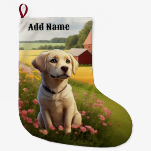 Labrador Retriever on Farm Large Christmas Stocking