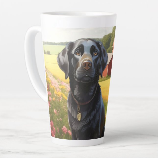 Labrador Retriever on Farm Latte Mug (Left Angle)