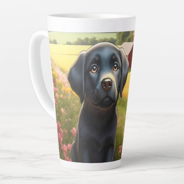 Labrador Retriever on Farm Latte Mug (Left Angle)