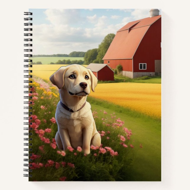 Labrador Retriever on Farm Notebook (Front)