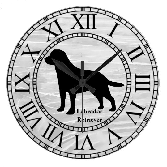 Black Labrador Dog on White Dial Wall Clock