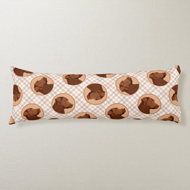 Labrador Retriever Painting Chocolate Lab Dog Art Body Pillow (Front)