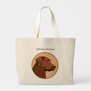 Labrador Retriever Painting Chocolate Lab Dog Art Large Tote Bag