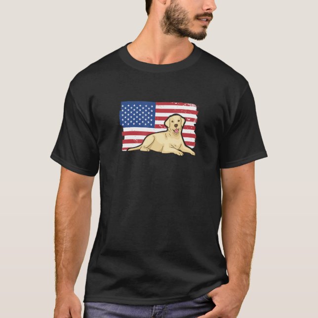 Labrador Retriever Patriot American Flag T-Shirt (Front)