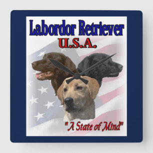 Labrador Retriever Patriotic Gifts Square Wall Clock