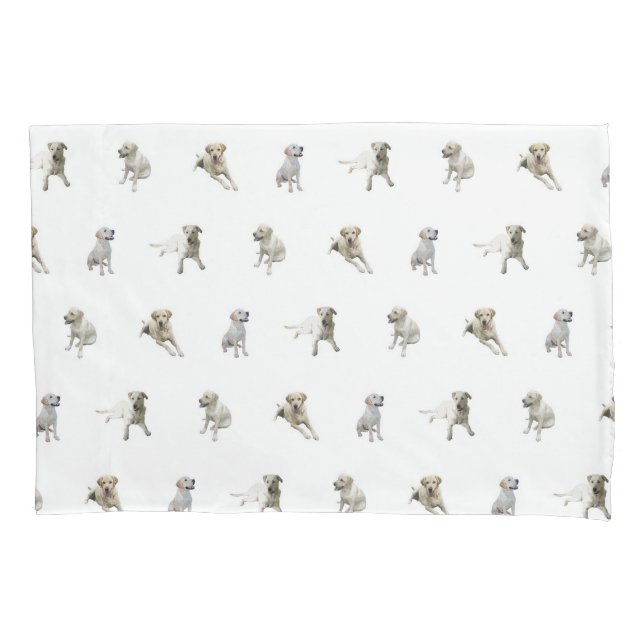Labrador Retriever Pattern (White) Pillowcase (Front)