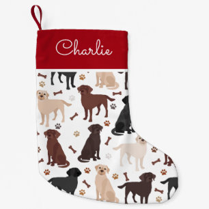 Labrador Retriever Paws and Bones Custom Name Small Christmas Stocking