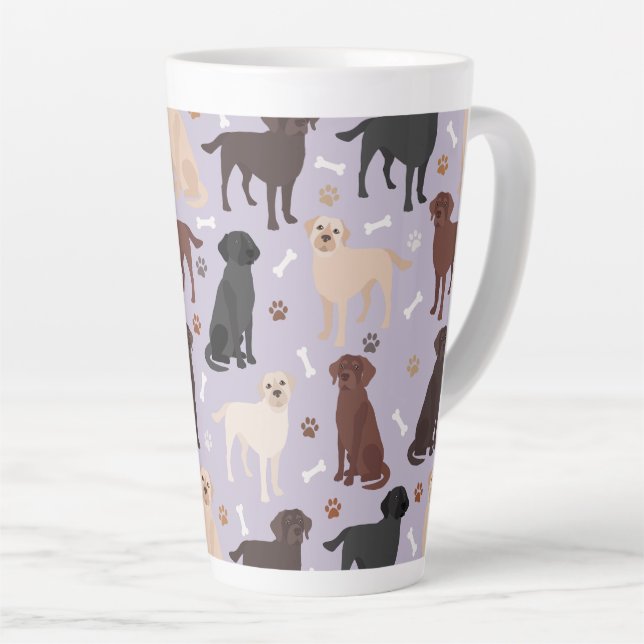 Labrador Retriever Paws and Bones Latte Mug (Right Angle)