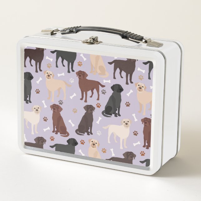 Labrador Retriever Paws and Bones Metal Lunch Box (Devant)