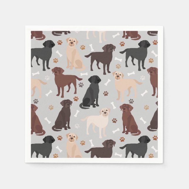 Labrador Retriever Paws and Bones Napkins (Front)