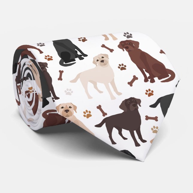 Labrador Retriever Paws and Bones Neck Tie (Rolled)