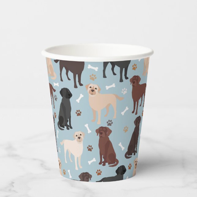 Labrador Retriever Paws and Bones Paper Cups (Front)