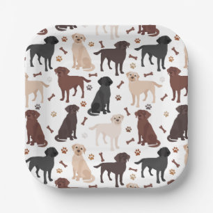 Labrador Retriever Paws and Bones Paper Plates