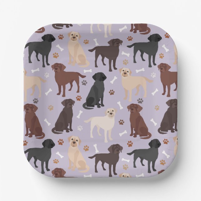 Labrador Retriever Paws and Bones Paper Plates (Front)