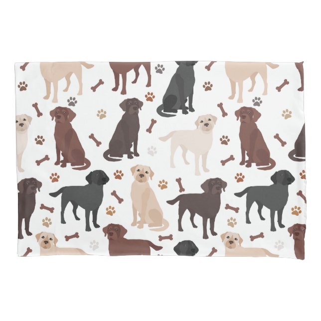 Labrador Retriever Paws and Bones Pillow Case (Front)