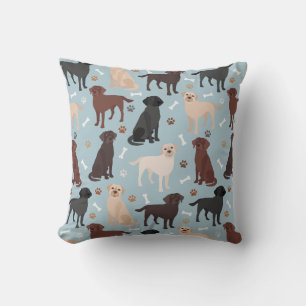 Labrador Retriever Paws and Bones Throw Pillow