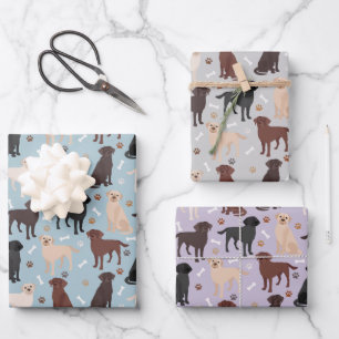 Labrador Retriever Paws and Bones Wrapping Paper Sheet