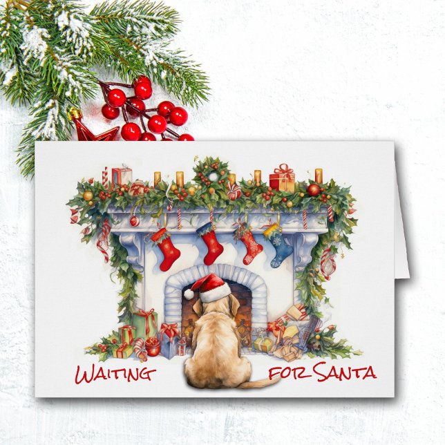 Labrador Retriever Père Noël Attendre Noël Cheminé (Créateur téléchargé)