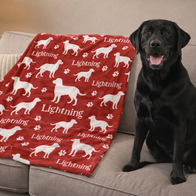 Labrador Retriever Personalized Blanket Black (Lab retriever blanket - red)