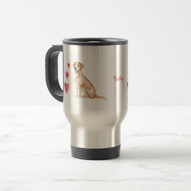 Labrador Retriever Personalized Dog Travel Mug (Front Left)