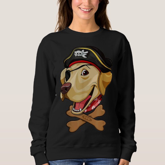 Labrador Retriever Pirate Skull Crossbones Hallowe Sweatshirt (Front)