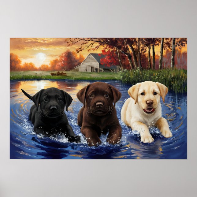 Labrador Retriever Puppies Print (Front)