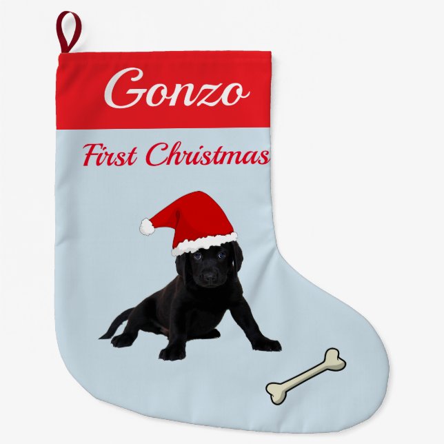 Labrador Retriever Puppy Large Christmas Stocking (Front)