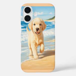 Labrador Retriever Puppy on Beach iPhone 16 Case