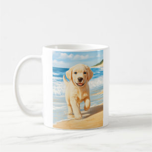 Labrador Retriever Puppy on Beach Coffee Mug