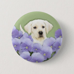 Labrador Retriever Puppy Painting Original Dog Art 2 Inch Round Button