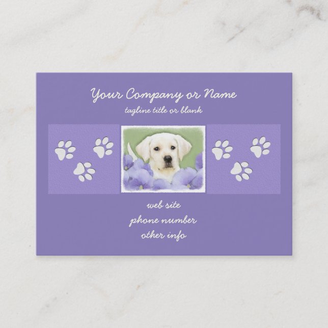 Labrador Retriever Puppy Painting Original Dog Art Business Card (Front)