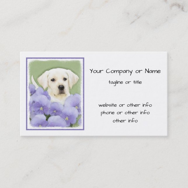 Labrador Retriever Puppy Painting Original Dog Art Business Card (Front)