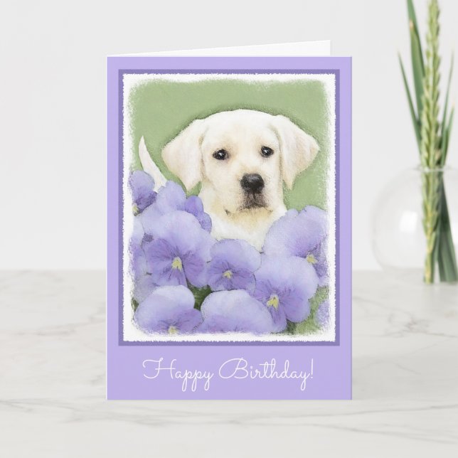 Labrador Retriever Puppy Painting Original Dog Art Card (Front)