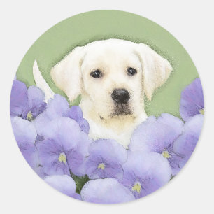 Labrador Retriever Puppy Painting Original Dog Art Classic Round Sticker