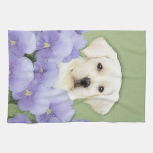 Labrador Retriever Puppy Painting Original Dog Art Kitchen Towel