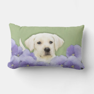 Labrador Retriever Puppy Painting Original Dog Art Lumbar Pillow