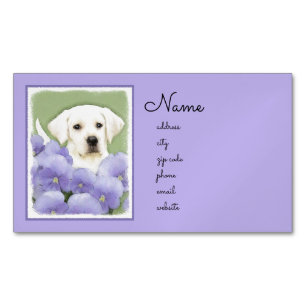 Labrador Retriever Puppy Painting Original Dog Art Magnetic Business Card