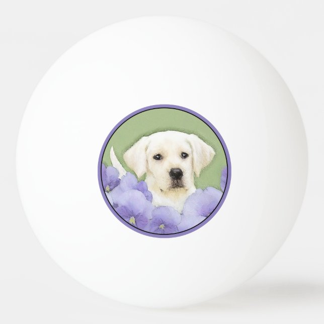 Labrador Retriever Puppy Painting Original Dog Art Ping Pong Ball (Front)